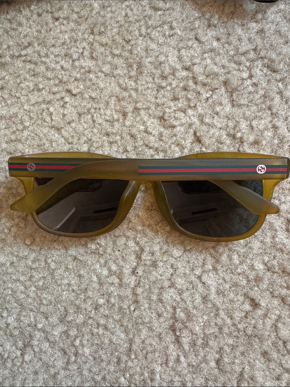 Gucci - Olive Frame Sunglasses with Orange-Gold Mirrored Lenses